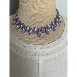 Vintage Banana Republic Faux Navette Amethyst Rhinestones Sparkly 16” Stunning